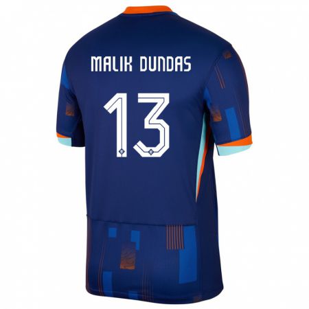 Kandiny Bambino Maglia Paesi Bassi Noa Malik Dundas #13 Blu Kit Gara Away 24-26 Maglietta