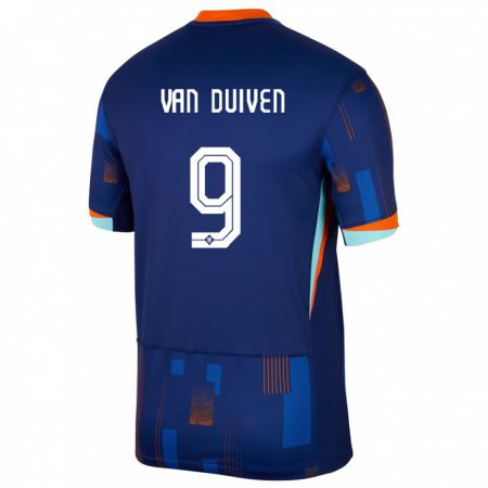 Kandiny Kinder Niederlande Jason Van Duiven #9 Blau Auswärtstrikot Trikot 24-26 T-Shirt Österreich