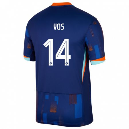 Kandiny Kinder Niederlande Silvano Vos #14 Blau Auswärtstrikot Trikot 24-26 T-Shirt Österreich