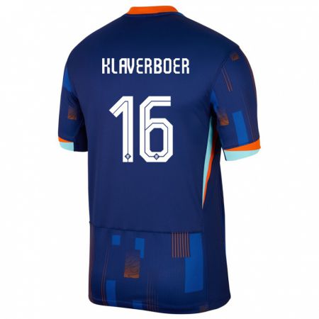 Kandiny Bambino Maglia Paesi Bassi Bernt Klaverboer #16 Blu Kit Gara Away 24-26 Maglietta