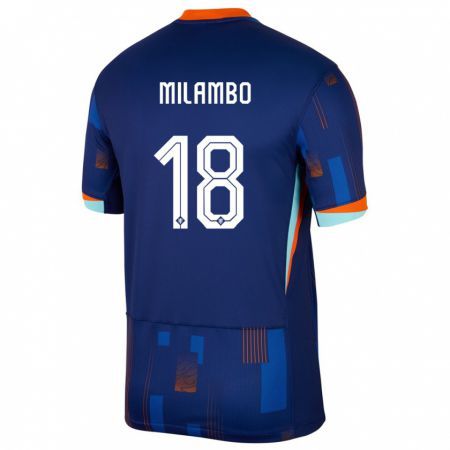 Kandiny Kinderen Nederland Antoni Milambo #18 Blauw Uitshirt Uittenue 24-26 T-Shirt België