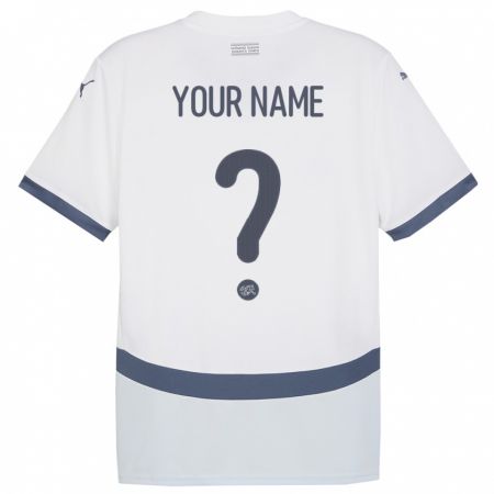 Kandiny Bambino Maglia Svizzera Il Tuo Nome #0 Bianco Kit Gara Away 24-26 Maglietta