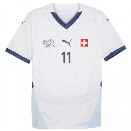 Kandiny Bambino Maglia Svizzera Esey Gebreyesus #11 Bianco Kit Gara Away 24-26 Maglietta