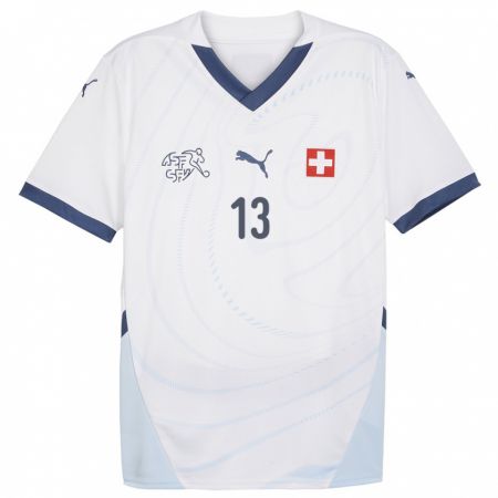 Kandiny Bambino Maglia Svizzera Ricardo Rodriguez #13 Bianco Kit Gara Away 24-26 Maglietta