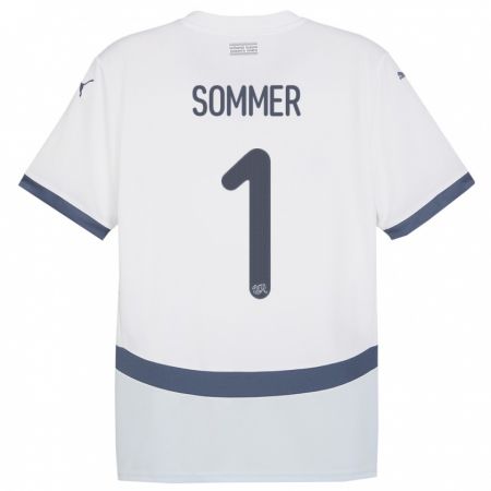 Kandiny Kinder Schweiz Yann Sommer #1 Weiß Auswärtstrikot Trikot 24-26 T-Shirt Österreich