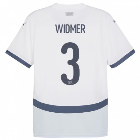 Kandiny Bambino Maglia Svizzera Silvan Widmer #3 Bianco Kit Gara Away 24-26 Maglietta