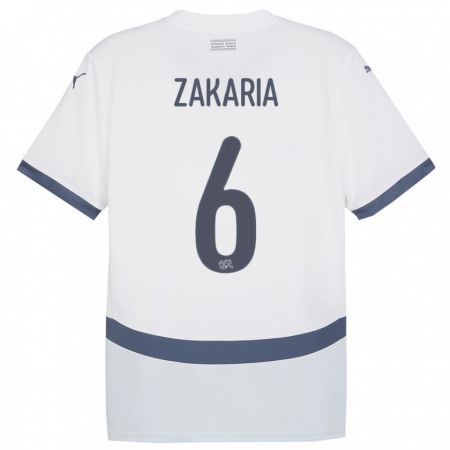 Kandiny Bambino Maglia Svizzera Denis Zakaria #6 Bianco Kit Gara Away 24-26 Maglietta