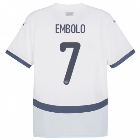 Kandiny Bambino Maglia Svizzera Breel Embolo #7 Bianco Kit Gara Away 24-26 Maglietta