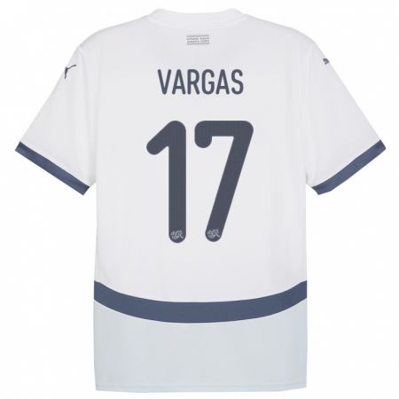 Kandiny Bambino Maglia Svizzera Ruben Vargas #17 Bianco Kit Gara Away 24-26 Maglietta