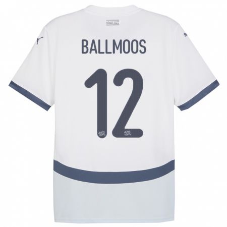 Kandiny Kinderen Zwitserland David Von Ballmoos #12 Wit Uitshirt Uittenue 24-26 T-Shirt België