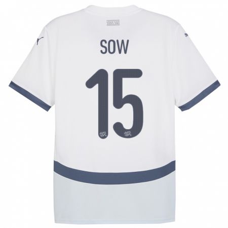 Kandiny Bambino Maglia Svizzera Djibril Sow #15 Bianco Kit Gara Away 24-26 Maglietta