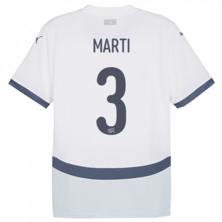 Kandiny Bambino Maglia Svizzera Lara Marti #3 Bianco Kit Gara Away 24-26 Maglietta