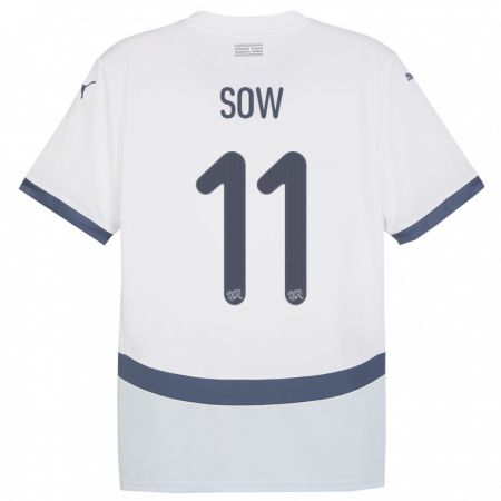 Kandiny Bambino Maglia Svizzera Coumba Sow #11 Bianco Kit Gara Away 24-26 Maglietta