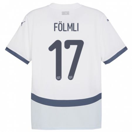 Kandiny Bambino Maglia Svizzera Svenja Folmli #17 Bianco Kit Gara Away 24-26 Maglietta