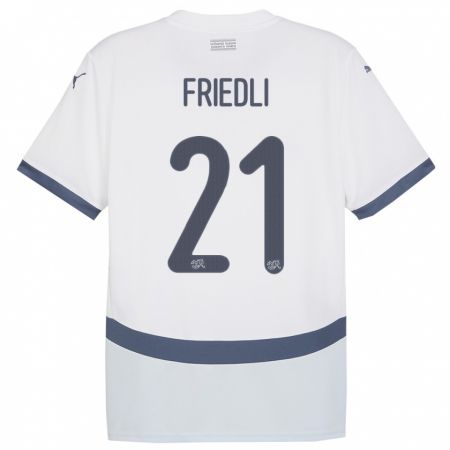 Kandiny Bambino Maglia Svizzera Seraina Friedli #21 Bianco Kit Gara Away 24-26 Maglietta