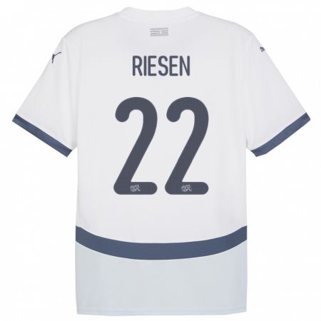 Kandiny Bambino Maglia Svizzera Nadine Riesen #22 Bianco Kit Gara Away 24-26 Maglietta