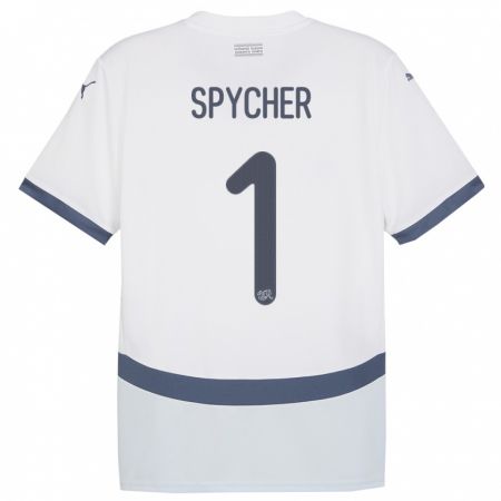 Kandiny Bambino Maglia Svizzera Tim Spycher #1 Bianco Kit Gara Away 24-26 Maglietta