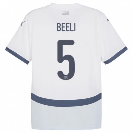 Kandiny Bambino Maglia Svizzera Mischa Beeli #5 Bianco Kit Gara Away 24-26 Maglietta