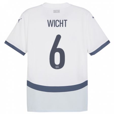 Kandiny Bambino Maglia Svizzera Nathan Wicht #6 Bianco Kit Gara Away 24-26 Maglietta