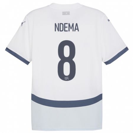 Kandiny Bambino Maglia Svizzera Lois Ndema #8 Bianco Kit Gara Away 24-26 Maglietta