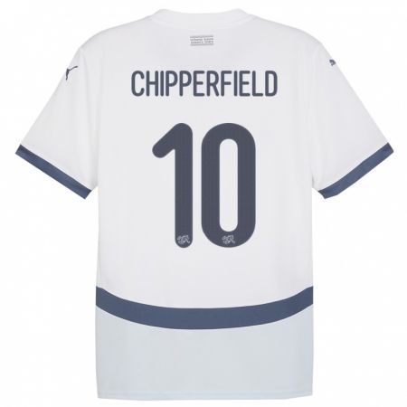 Kandiny Kinder Schweiz Liam Chipperfield #10 Weiß Auswärtstrikot Trikot 24-26 T-Shirt Österreich