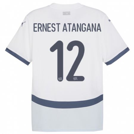 Kandiny Bambino Maglia Svizzera Brian Ernest Atangana #12 Bianco Kit Gara Away 24-26 Maglietta