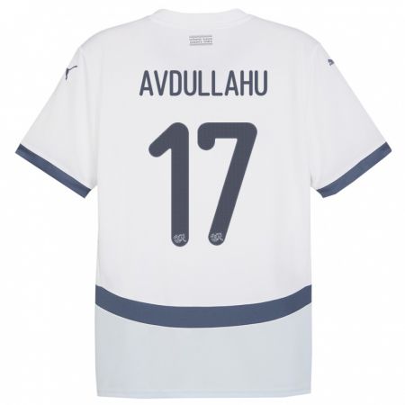 Kandiny Bambino Maglia Svizzera Leon Avdullahu #17 Bianco Kit Gara Away 24-26 Maglietta