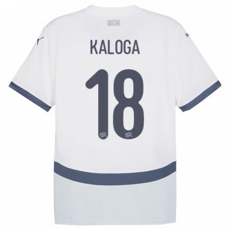 Kandiny Bambino Maglia Svizzera Issa Kaloga #18 Bianco Kit Gara Away 24-26 Maglietta