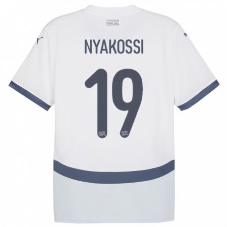 KandinyキッズスイスRoggerio Nyakossi#19白アウェイシャツ24-26ジャージーユニフォーム