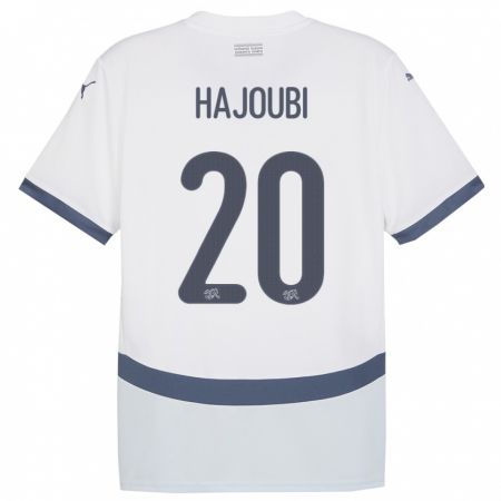 Kandiny Bambino Maglia Svizzera Amin Hajoubi #20 Bianco Kit Gara Away 24-26 Maglietta