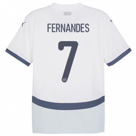 Kandiny Bambino Maglia Svizzera Ruben Fernandes #7 Bianco Kit Gara Away 24-26 Maglietta