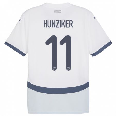 KandinyキッズスイスAndrin Hunziker#11白アウェイシャツ24-26ジャージーユニフォーム