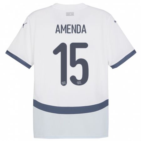 Kandiny Bambino Maglia Svizzera Aurele Amenda #15 Bianco Kit Gara Away 24-26 Maglietta