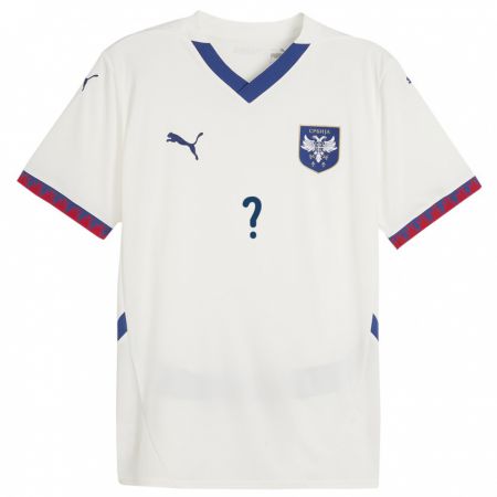 Kandiny Bambino Maglia Serbia Il Tuo Nome #0 Bianco Kit Gara Away 24-26 Maglietta