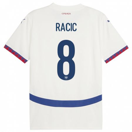 Kandiny Bambino Maglia Serbia Uros Racic #8 Bianco Kit Gara Away 24-26 Maglietta