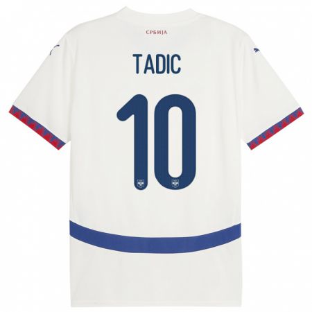 Kandiny Kinder Serbien Dusan Tadic #10 Weiß Auswärtstrikot Trikot 24-26 T-Shirt Österreich