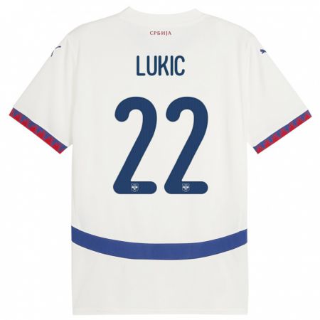 Kandiny Bambino Maglia Serbia Sasa Lukic #22 Bianco Kit Gara Away 24-26 Maglietta