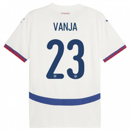 Kandiny Bambino Maglia Serbia Vanja Milinkovic-Savic #23 Bianco Kit Gara Away 24-26 Maglietta