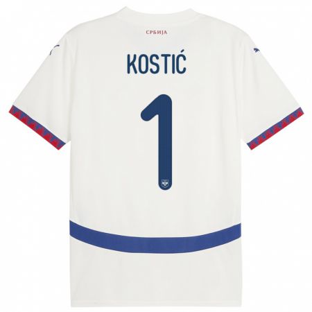 Kandiny Bambino Maglia Serbia Milica Kostic #1 Bianco Kit Gara Away 24-26 Maglietta