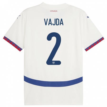 KandinyキッズセルビアOrsoja Vajda#2白アウェイシャツ24-26ジャージーユニフォーム