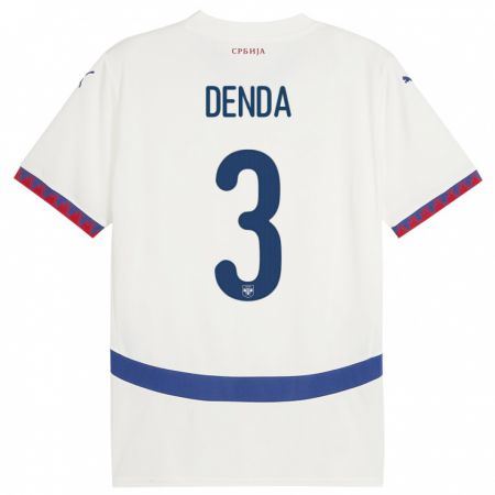 Kandiny Bambino Maglia Serbia Milica Denda #3 Bianco Kit Gara Away 24-26 Maglietta