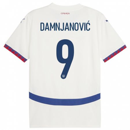 Kandiny Bambino Maglia Serbia Jovana Damnjanovic #9 Bianco Kit Gara Away 24-26 Maglietta