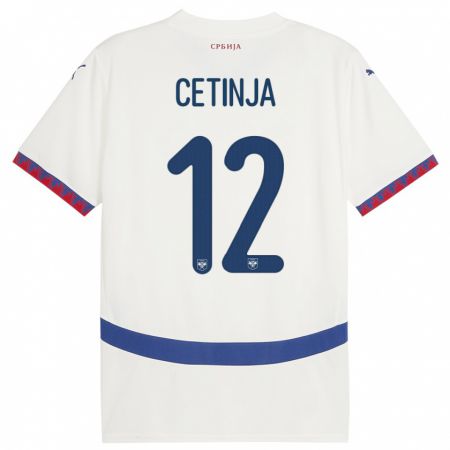 Kandiny Bambino Maglia Serbia Sara Cetinja #12 Bianco Kit Gara Away 24-26 Maglietta