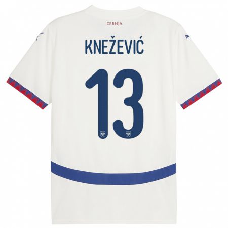 Kandiny Bambino Maglia Serbia Milana Knezevic #13 Bianco Kit Gara Away 24-26 Maglietta