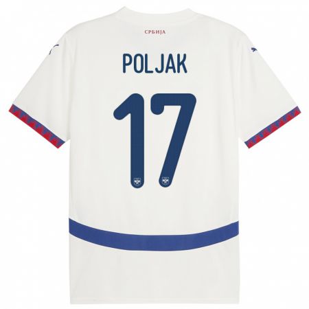 Kandiny Bambino Maglia Serbia Allegra Poljak #17 Bianco Kit Gara Away 24-26 Maglietta