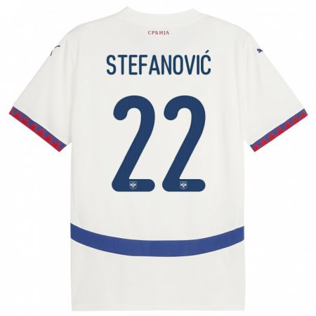 Kandiny Kinderen Servië Dejana Stefanovic #22 Wit Uitshirt Uittenue 24-26 T-Shirt