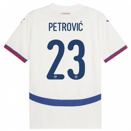 Kandiny Bambino Maglia Serbia Jovana Petrovic #23 Bianco Kit Gara Away 24-26 Maglietta