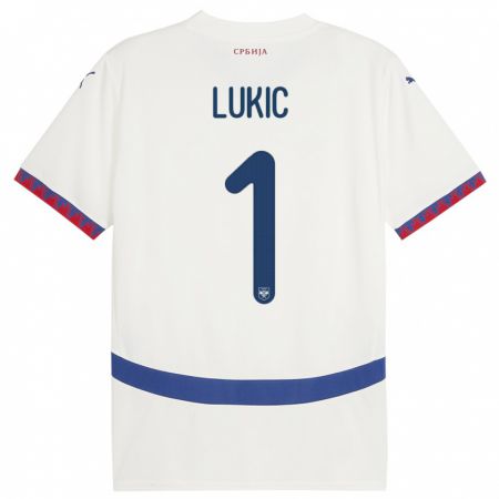 Kandiny Bambino Maglia Serbia Ognjen Lukic #1 Bianco Kit Gara Away 24-26 Maglietta