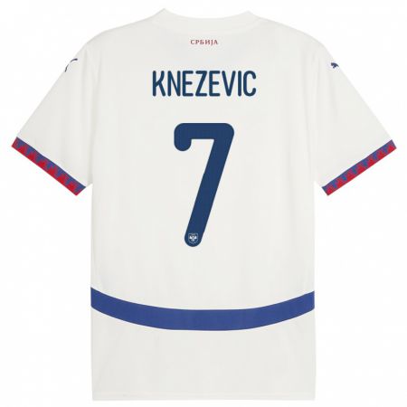 Kandiny Kinderen Servië Nikola Knezevic #7 Wit Uitshirt Uittenue 24-26 T-Shirt België