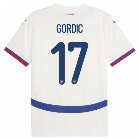 Kandiny Bambino Maglia Serbia Djordje Gordic #17 Bianco Kit Gara Away 24-26 Maglietta